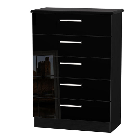 Knightsbridge Tall Chest of Drawers Black 5 Drawers 108cm