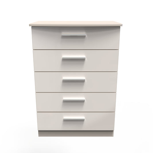 Knightsbridge Tall Chest of Drawers Off-White 5 Drawers 108cm