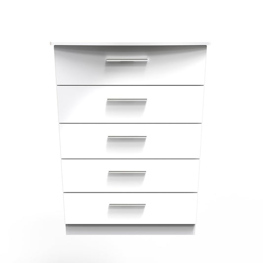 Knightsbridge Tall Chest of Drawers White 5 Drawers 108cm