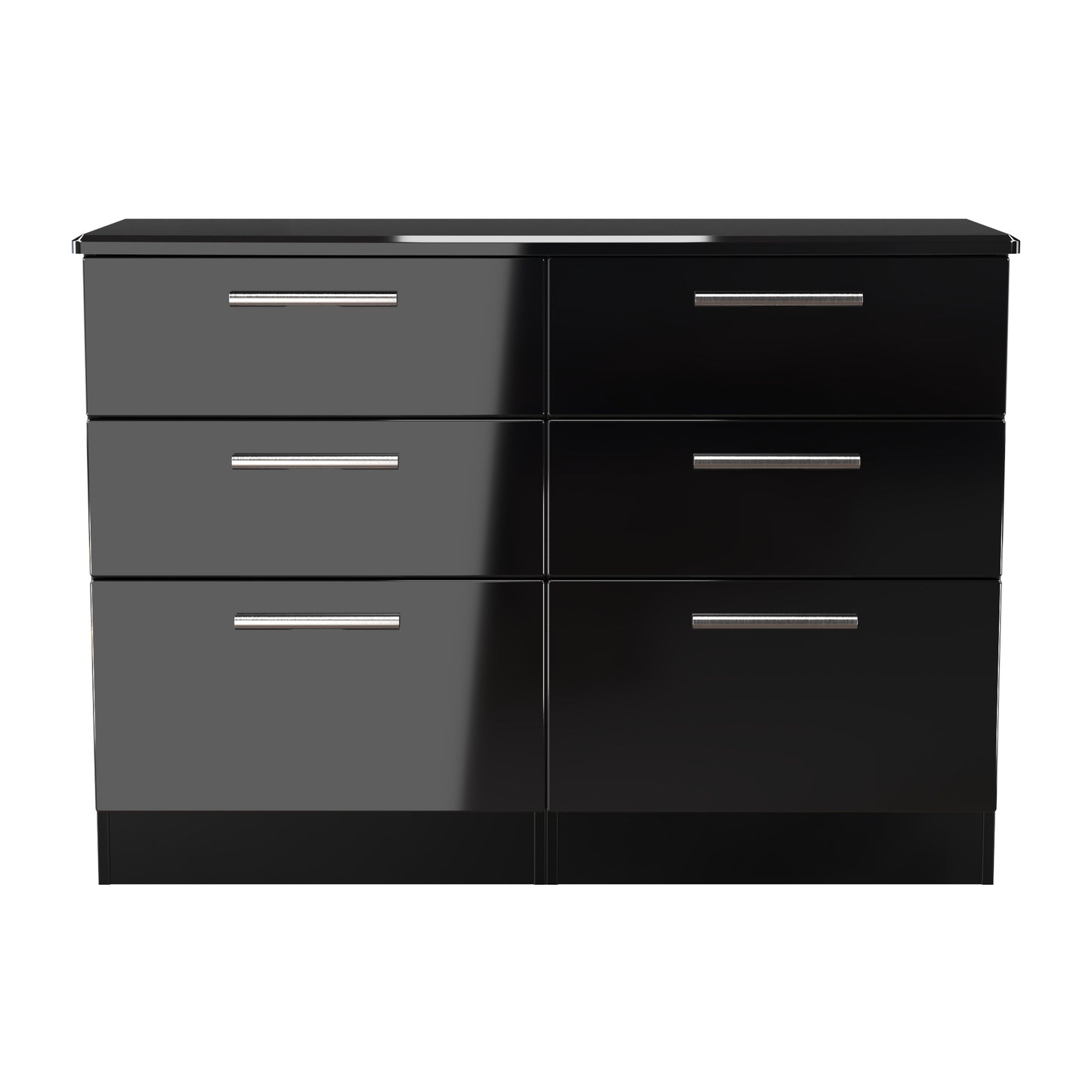 Knightsbridge Large Chest of Drawers Black 6 Drawers 112cm