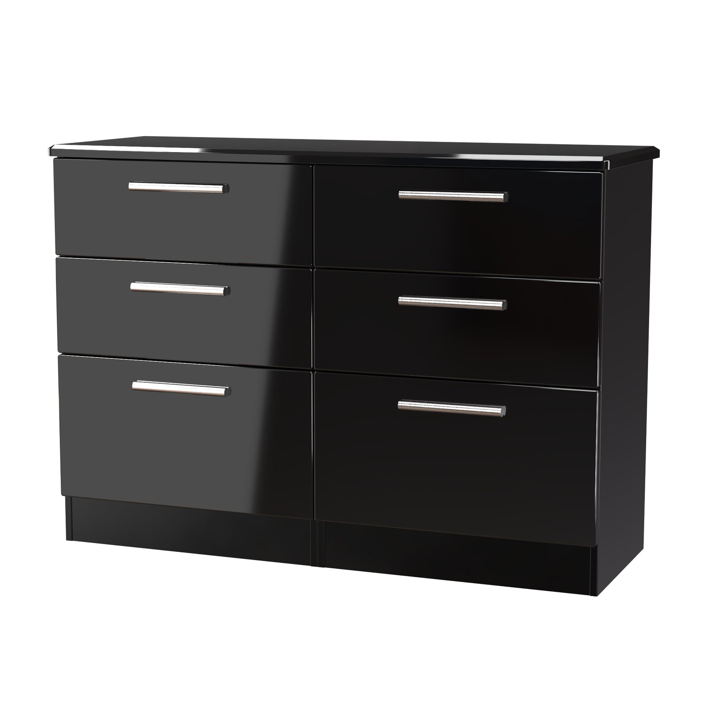 Knightsbridge Large Chest of Drawers Black 6 Drawers 112cm