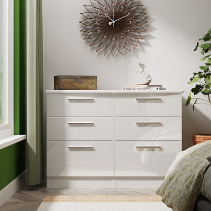 Knightsbridge Large Chest of Drawers White 6 Drawers 112cm