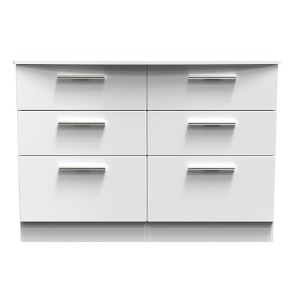 Knightsbridge Large Chest of Drawers White 6 Drawers 112cm