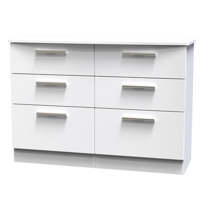 Knightsbridge Large Chest of Drawers White 6 Drawers 112cm