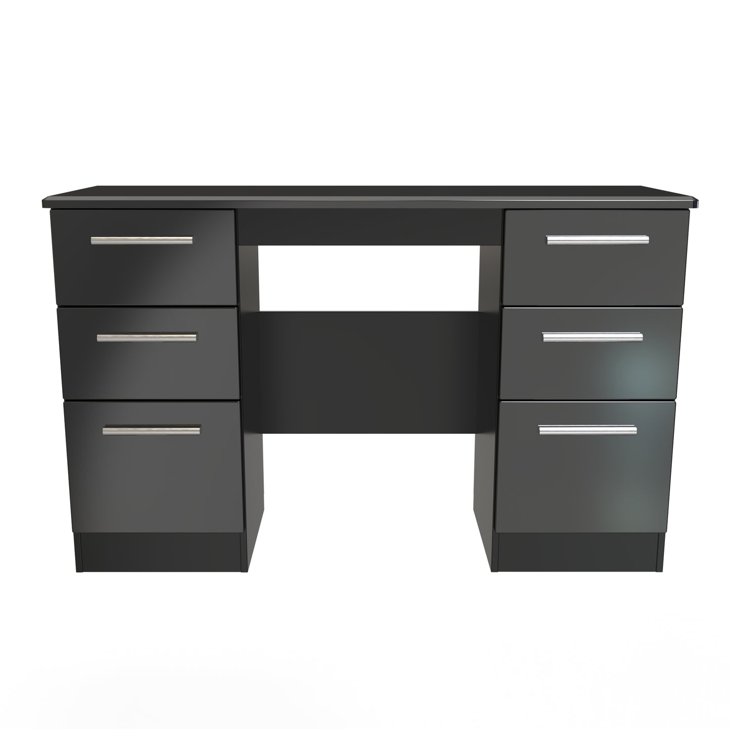 Knightsbridge Desk Black 6 Drawers 128cm