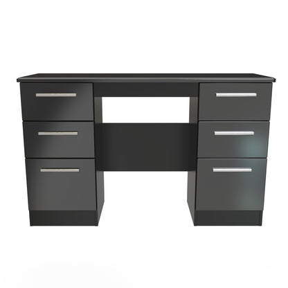 Knightsbridge Desk Black 6 Drawers 128cm