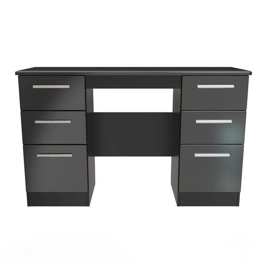 Knightsbridge Desk Black 6 Drawers 128cm