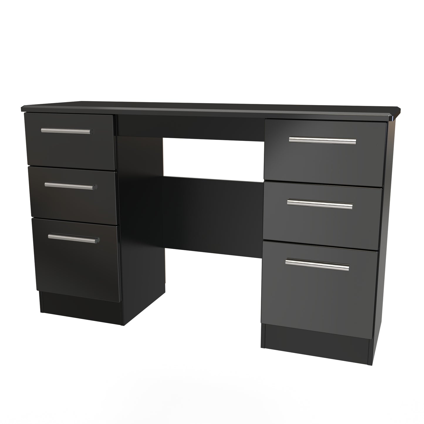 Knightsbridge Desk Black 6 Drawers 128cm