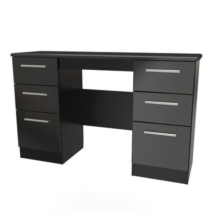 Knightsbridge Desk Black 6 Drawers 128cm