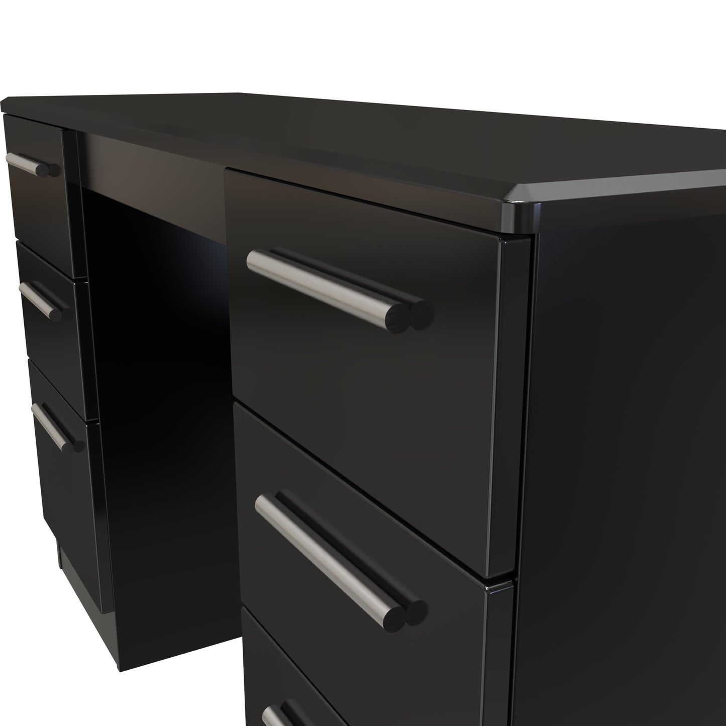Knightsbridge Desk Black 6 Drawers 128cm