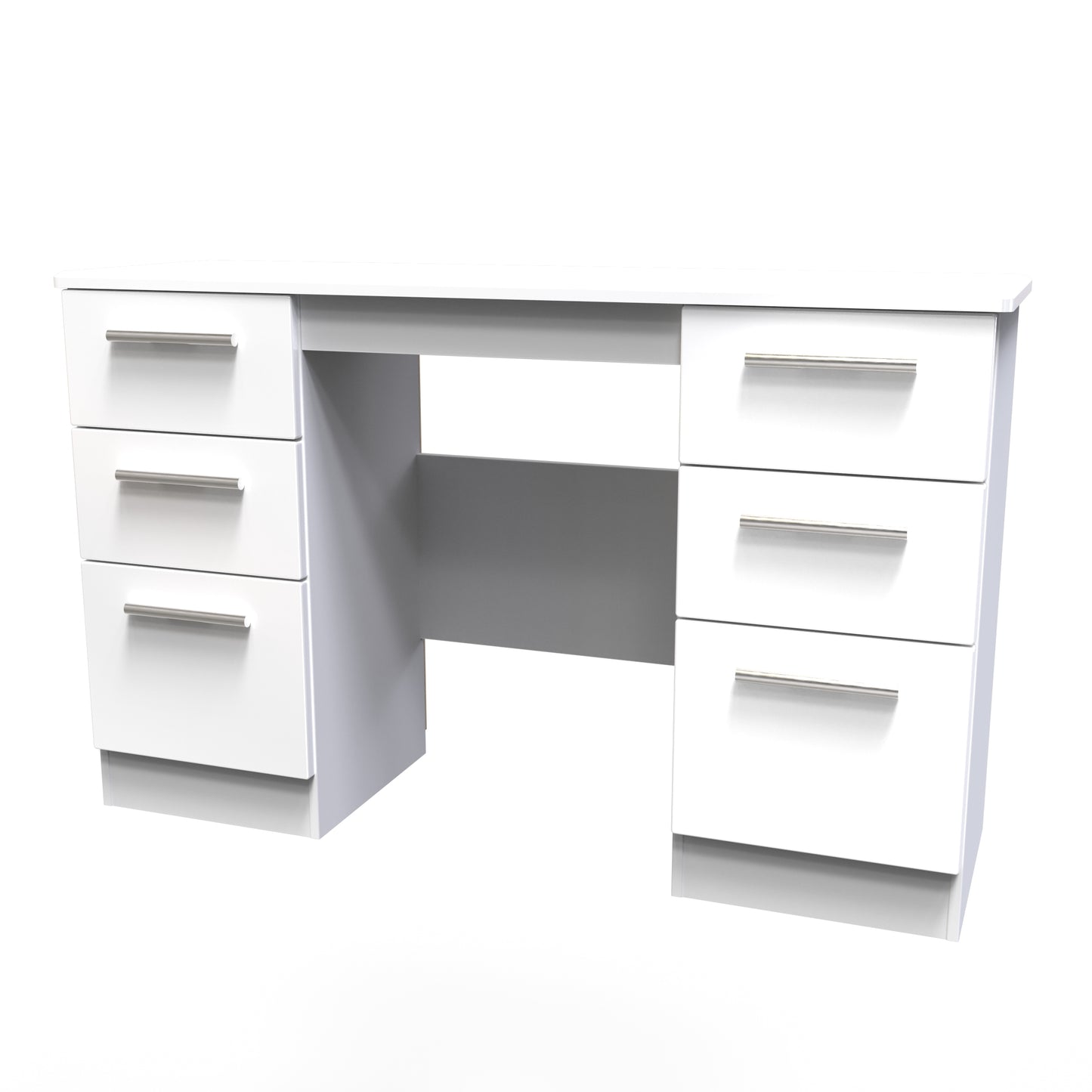 Knightsbridge Desk White 6 Drawers 128cm