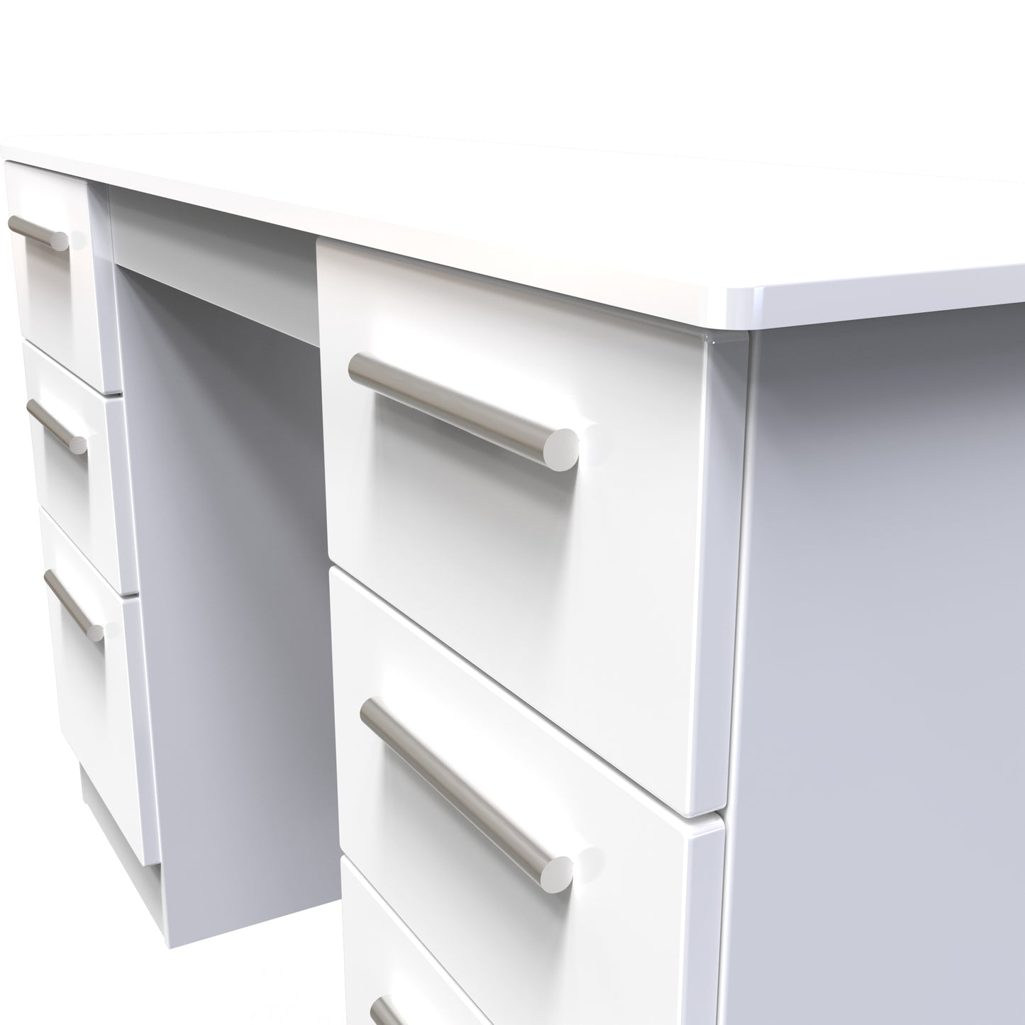 Knightsbridge Desk White 6 Drawers 128cm