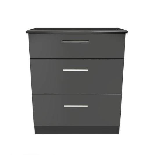 Knightsbridge Chest of Drawers Black 3 Drawers 89cm
