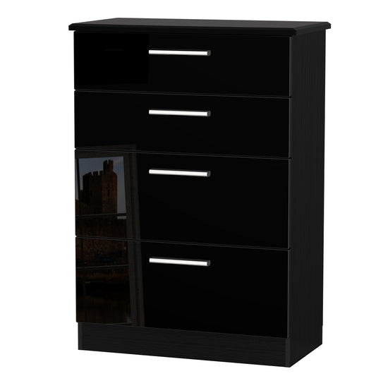 Knightsbridge Tall Chest of Drawers Black 4 Drawers 108cm