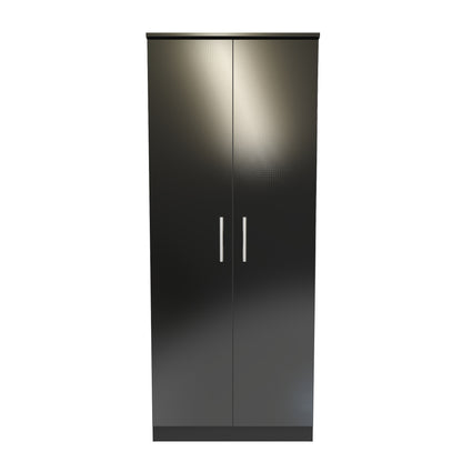 Knightsbridge Tall Wardrobe Black 2 Doors 1 Shelf 182cm
