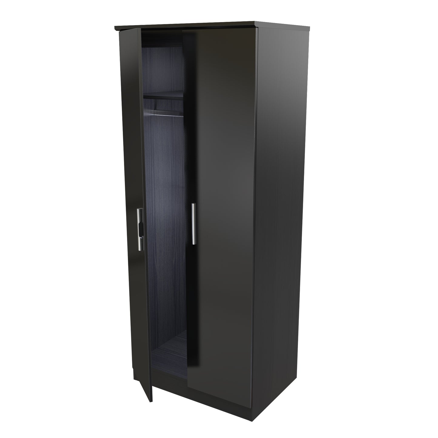 Knightsbridge Tall Wardrobe Black 2 Doors 1 Shelf 182cm