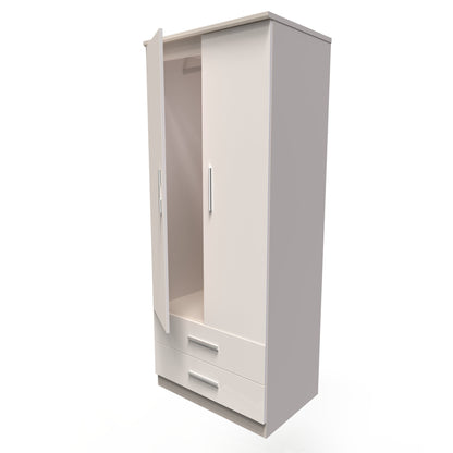 Knightsbridge Tall Wardrobe Off-White 2 Doors 2 Drawers 182cm
