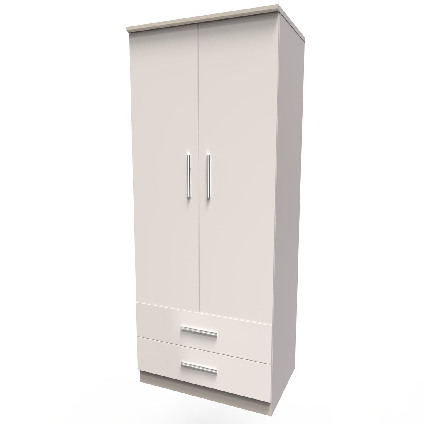 Knightsbridge Tall Wardrobe Off-White 2 Doors 2 Drawers 182cm