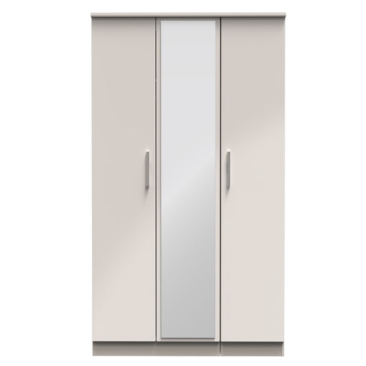 Knightsbridge Tall Mirror Wardrobe Off-White 1 Shelf 182cm