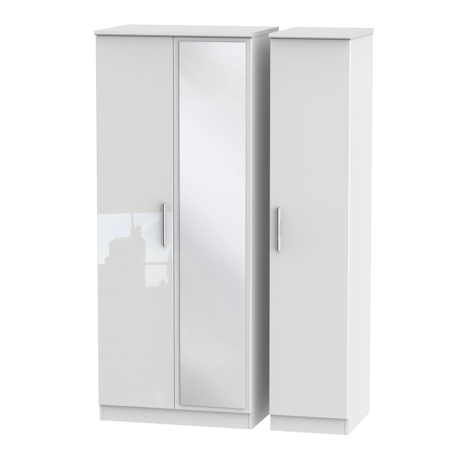 Knightsbridge Tall Mirror Wardrobe White 1 Shelf 182cm