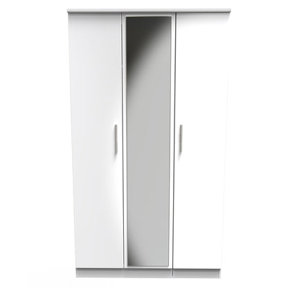 Knightsbridge Tall Mirror Wardrobe White 1 Shelf 182cm