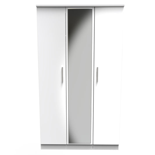 Knightsbridge Tall Mirror Wardrobe White 1 Shelf 182cm