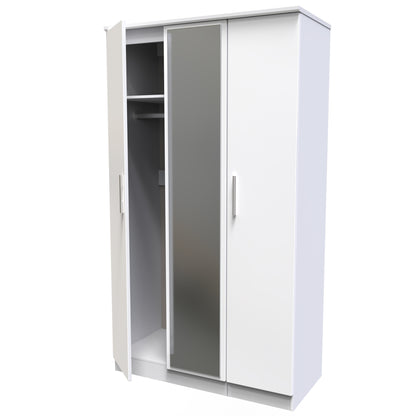 Knightsbridge Tall Mirror Wardrobe White 1 Shelf 182cm