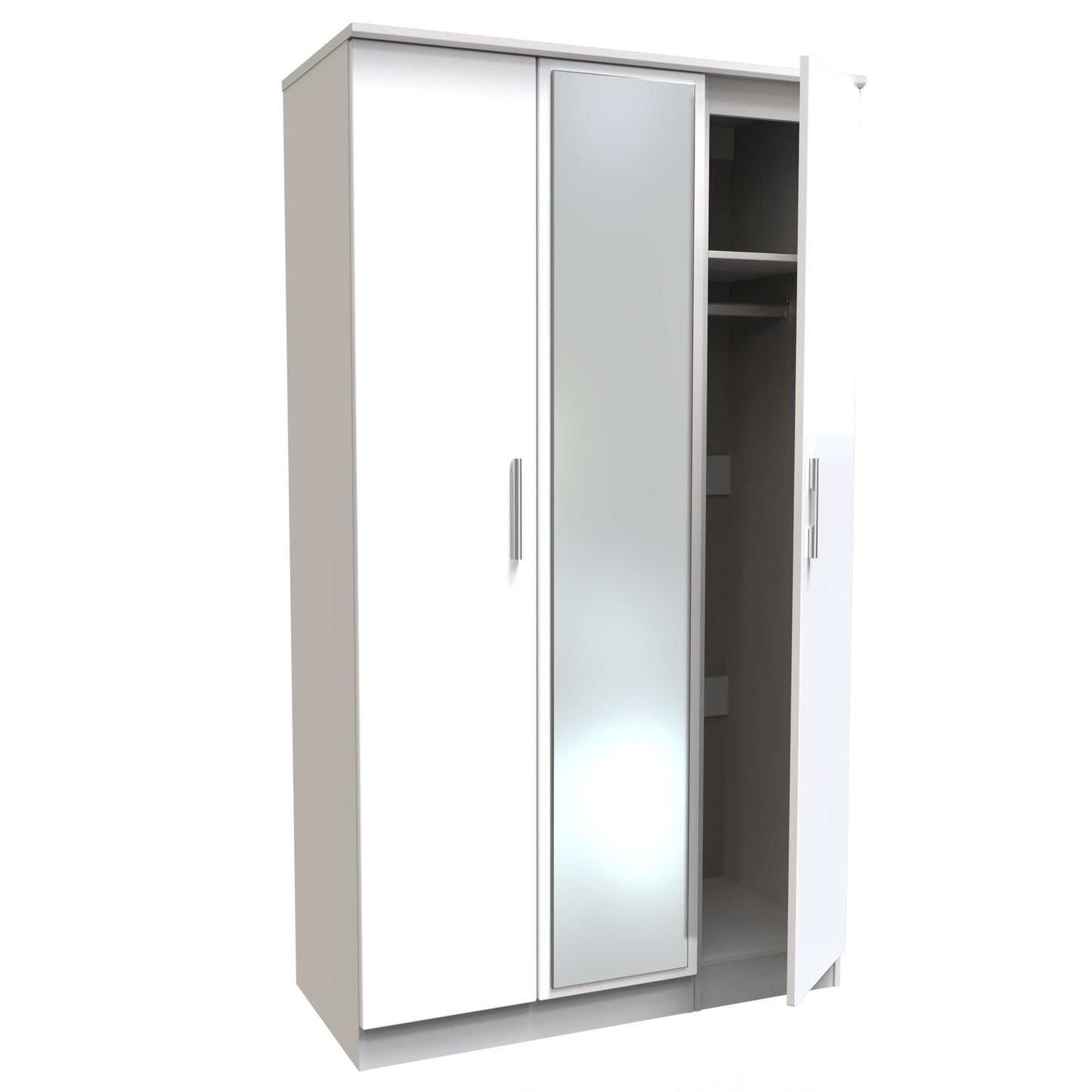 Knightsbridge Tall Mirror Wardrobe White 1 Shelf 182cm