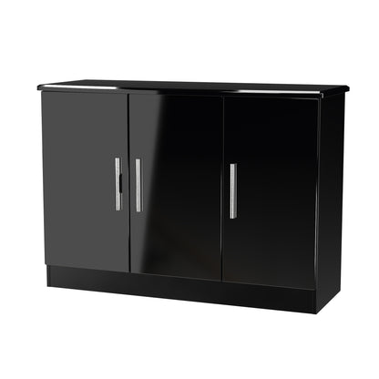 Knightsbridge Large Sideboard Black 3 Doors 112cm