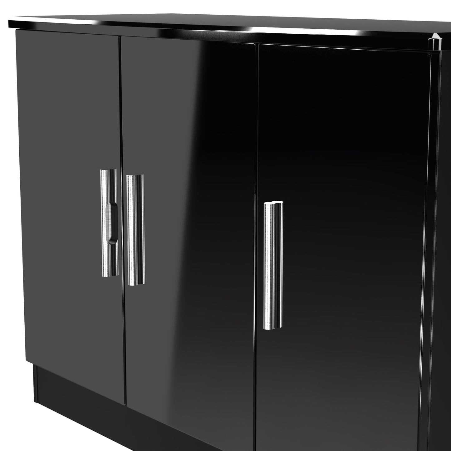 Knightsbridge Large Sideboard Black 3 Doors 112cm