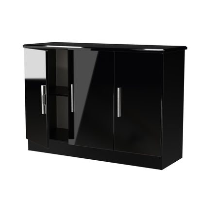 Knightsbridge Large Sideboard Black 3 Doors 112cm