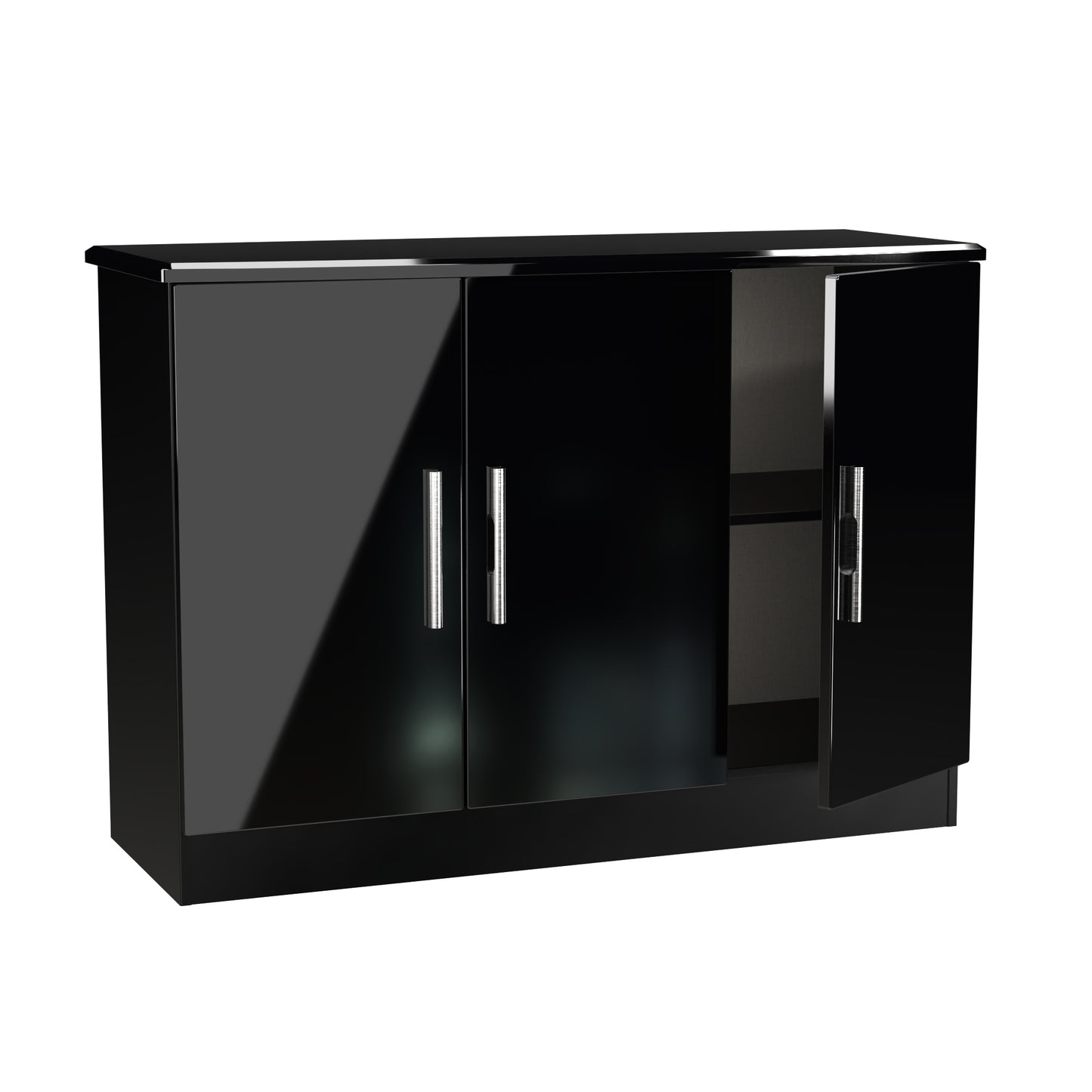 Knightsbridge Large Sideboard Black 3 Doors 112cm
