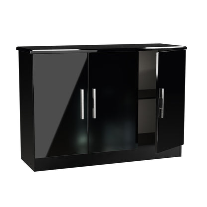 Knightsbridge Large Sideboard Black 3 Doors 112cm
