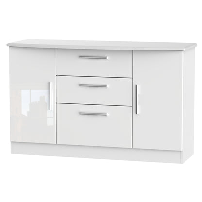 Knightsbridge Large Sideboard White 2 Doors 2 Shelves 3 Drawers 128cm