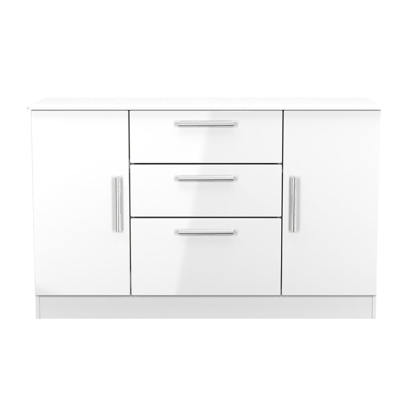 Knightsbridge Large Sideboard White 2 Doors 2 Shelves 3 Drawers 128cm