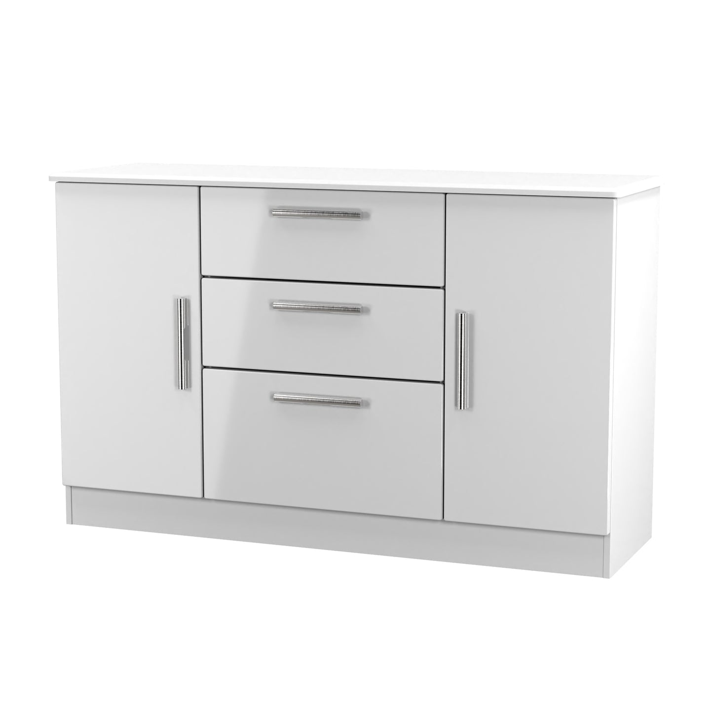 Knightsbridge Large Sideboard White 2 Doors 2 Shelves 3 Drawers 128cm