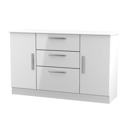 Knightsbridge Large Sideboard White 2 Doors 2 Shelves 3 Drawers 128cm