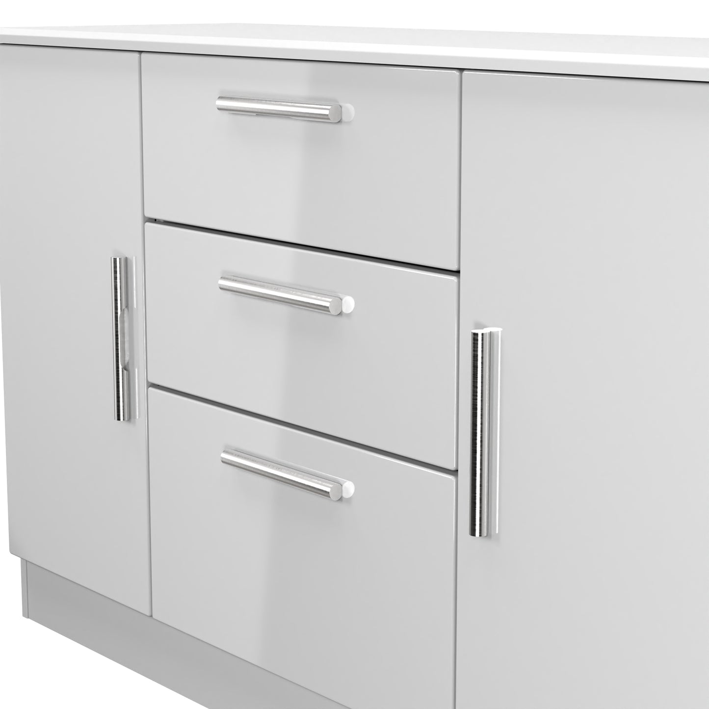 Knightsbridge Large Sideboard White 2 Doors 2 Shelves 3 Drawers 128cm