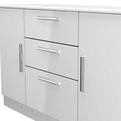 Knightsbridge Large Sideboard White 2 Doors 2 Shelves 3 Drawers 128cm