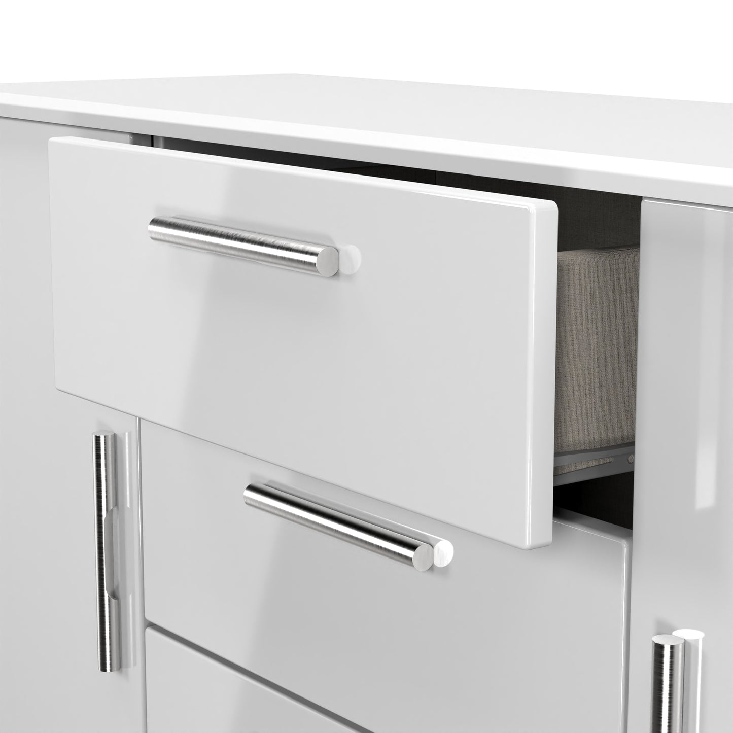 Knightsbridge Large Sideboard White 2 Doors 2 Shelves 3 Drawers 128cm