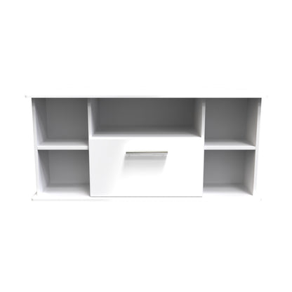 Knightsbridge Corner Corner TV Unit White 5 Shelves 1 Drawer 112cm