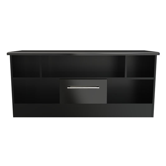 Knightsbridge TV Unit Black 5 Shelves 1 Drawer 112cm