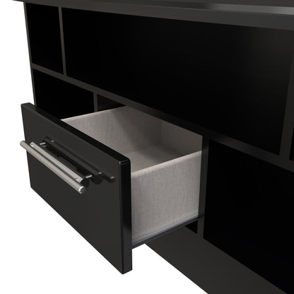 Knightsbridge TV Unit Black 5 Shelves 1 Drawer 112cm