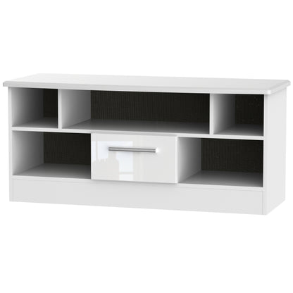 Knightsbridge TV Unit White 5 Shelves 1 Drawer 112cm