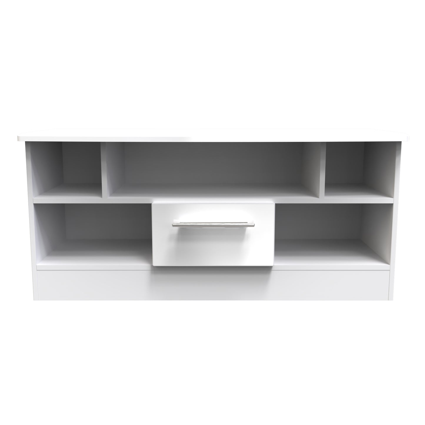 Knightsbridge TV Unit White 5 Shelves 1 Drawer 112cm