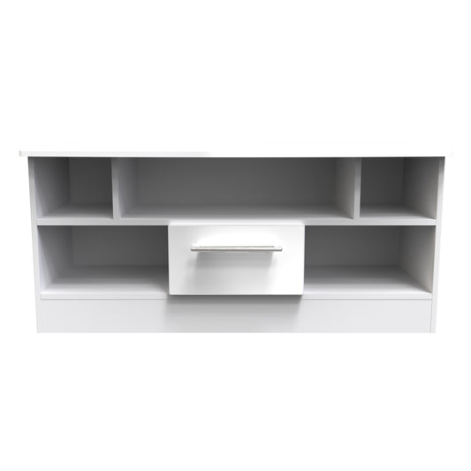 Knightsbridge TV Unit White 5 Shelves 1 Drawer 112cm