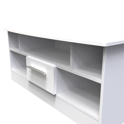 Knightsbridge TV Unit White 5 Shelves 1 Drawer 112cm
