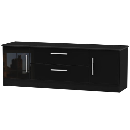 Knightsbridge TV Unit Black 2 Drawers 2 Doors 146cm