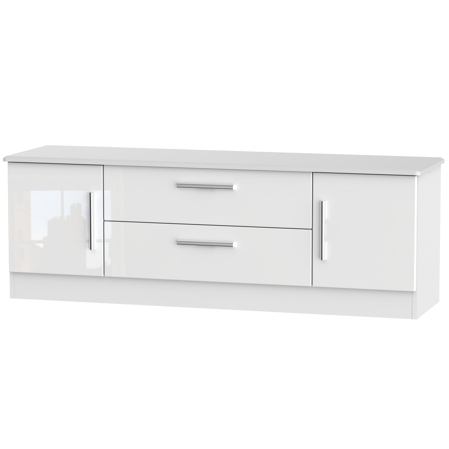 Knightsbridge TV Unit White 2 Drawers 2 Doors 146cm