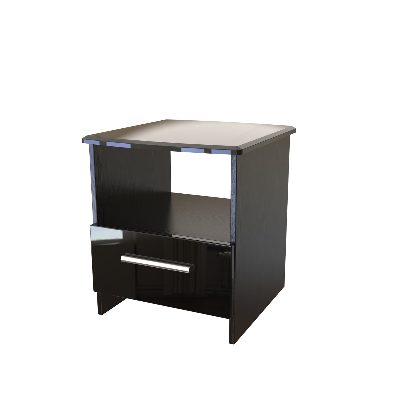 Knightsbridge Side Table Black 1 Shelf 1 Drawer 50cm